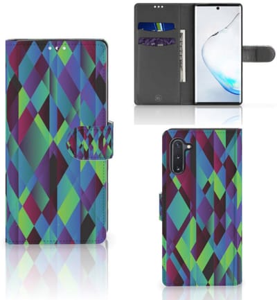 Samsung Galaxy Note 10 Book Case Abstract Green Blue