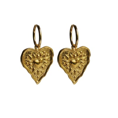 FlowJewels - oorbellen - hart - statement - stainless steel - goud