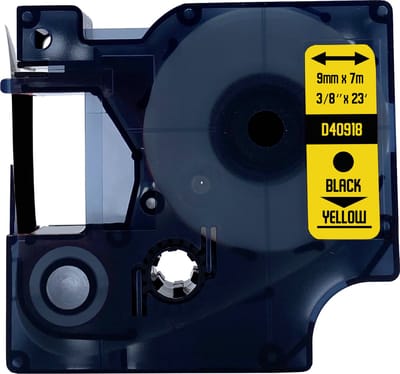 DULA Dymo D1 40918 - S0720730 - Compatible label tape - 1 lettertape - Zwart op geel - 9mm x 7m