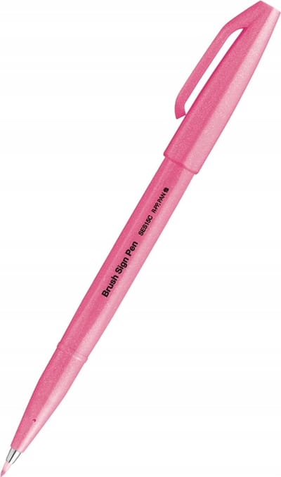 Pentel Brush Sign Fluorescerende Rose Kalligrafie Pen