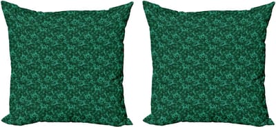 ABAKUHAUS Decoratieve kussenhoezen met bloemenprint, 2 stuks, moderne accenten, dubbelzijdige digitale print, 40x40 cm, jadegroen/lichtgroen