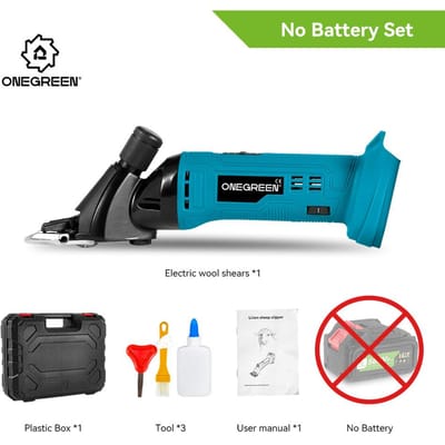 Cisaille à mouton électrique sans fil ONEGREEN 6 vitesses, sécateur électrique à 13 dents, machine à tondre la laine des moutons pour batterie Makita 18 V Without Battery black