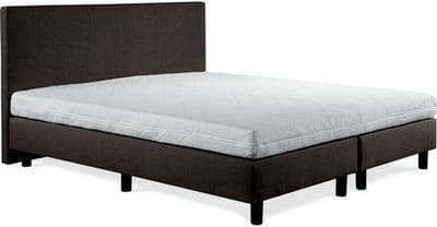 Boxspring Vendita vlak 70x190 cm Luxe Pocketvering Stof bruin Gratis 2x Hoofdkussens