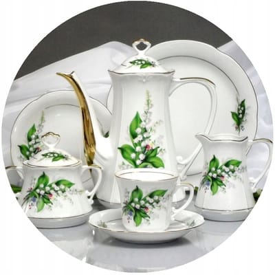 Kamélia Koffieserveert 6 personen, 21 delig, Chodzież Porselein