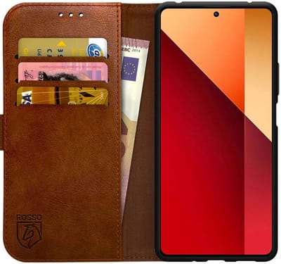 Rosso Element Geschikt voor Xiaomi Redmi Note 13 Pro 4G / Poco M6 Pro 4G | Wallet Book Case | Portemonnee Hoesje | 3 Pasjes | Magneetsluiting | Stand Functie | Bruin