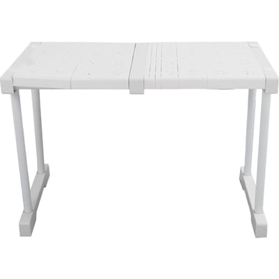 Étagère Extensible Empilable Charge Portante 121lb Séparateur Rack de Rangement pour Placard Armoire Placard Length 37-48cm / 14.6-18.9in white