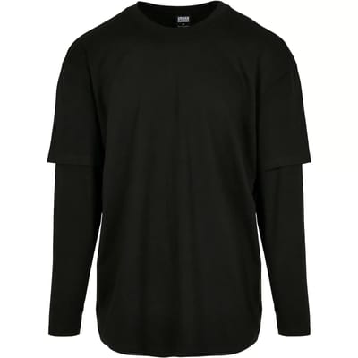 Urban Classics Longsleeve shirt -4XL- Oversized Shaped Double Layer Zwart