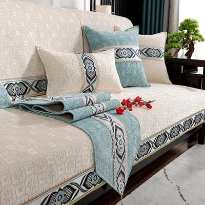 Nieuwe Chinese Bankhoes Kussen Vier Seizoenen Universeel Chenille Antislip Eenvoudig Modern Chinees Jacquard Geborduurd Bankkussen 70x70cm 1pcs