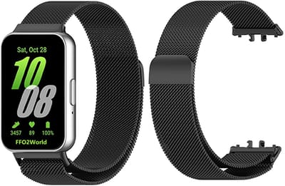 Stravo RVS Milanees bandje geschikt voor Samsung Galaxy Fit 3 - Milanese band met magneetsluiting - Zwart