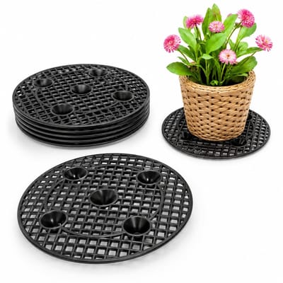 BOTC Plantenonderzetters - 4 Stuks 20 cm - Bloempot Onderzetters voor Binnen & Buiten - Kunststof - Zwart