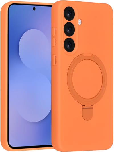 TUNIQ telefoonhoesje voor Samsung Galaxy S25 FE - MagSafe met ringstand - Oranje