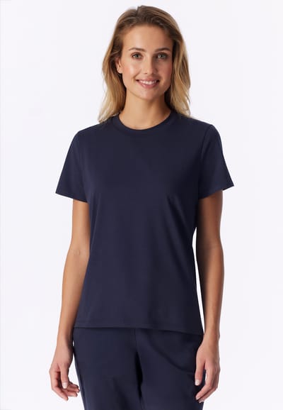 Shirt met korte mouwen, met streepjes, diepblauw - Mix+ Relax 40