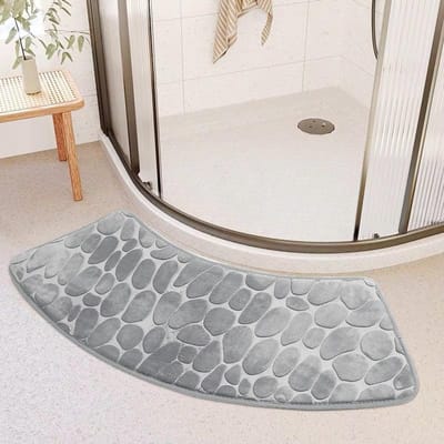 Luxe gebogen badmat, antislip zachte absorberende gewaaierde douchematten, wasbare badmat, hoekbadkuipvloertapijt voor douche 430MMx980MM