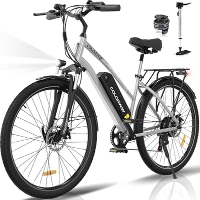Colorway Elektrische Fiets BK27 - Trendy 28 Inch City Commuter EBike met Afneembare 36V 15Ah Lithium Batterij - Mountain E-Bike met 250W Motor - 7 Versnellingen - IP54 Waterdicht