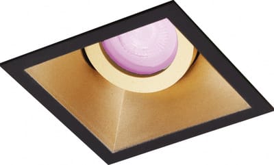 Inbouwspot Almar met Philips HUE White and Color - inbouwspot - Goud / Zwart - vierkant verdiepte spot - Voor binnen / woonkamer / keuken / slaapkamer - IP20 - GU10 - Buitendiameter: 93MM - boorgat: Vierkante uitsparing - min. Inbouwdiepte: 90MM