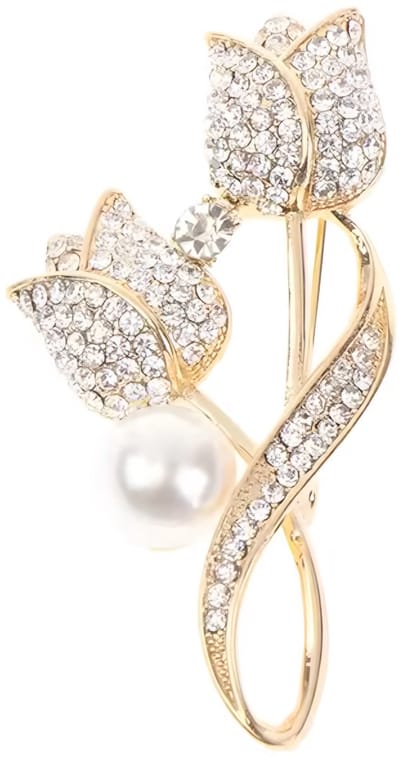 Borasi Tulp Broche | Parel Broche | Roestvrijstaal | Broche | Dames Sieraden |