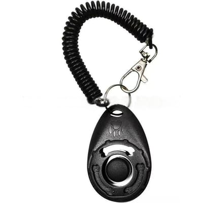 Verstelbare Pet Trainer Pet Dog Training Dog Clicker Sound Sleutelhanger En Polsband Doggy Train Click zwart