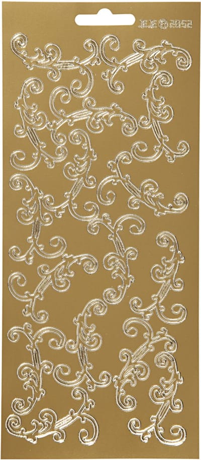 Stickers, swirl, vel 10x23 cm, goud, 1 vel