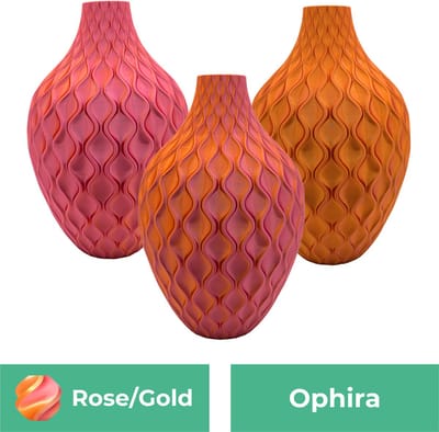 Ophira moderne vaas – Decoratieve vaas - Roze / Goud - 3d geprinte vaas – geschikt voor droogbloemen - 25CM