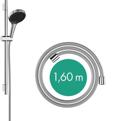 Hansgrohe Rainfinity glijstangset m. 130 3jet handdouche 65cm m. push schuifstuk en doucheslang 160cm chroom
