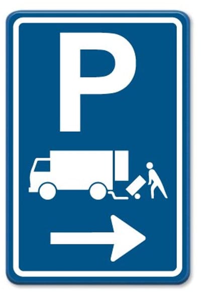 Parkeerbord Laden en Lossen Pijl rechts - blauw - Weerbestendig Aluminium - 30x45 cm - Bevestiging: Zonder bevestiging (alleen het bord)