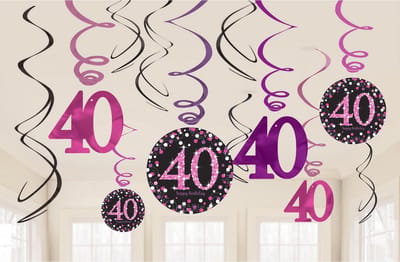 Amscan by Riethmuller - Riethmüller - Sparkling Celebrations - Swirl Decoratie 40 Pink (12 stuks)