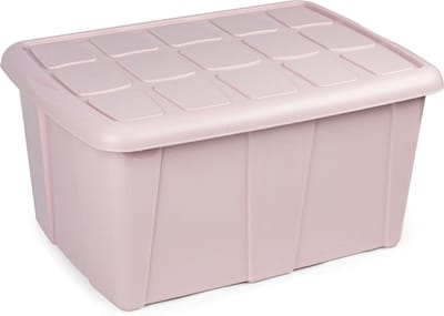Plasticforte Opslagbox - met deksel - lichtroze - 60 liter - 63 x 46 x 32 cm - kunststof - opbergdoos - opbergen - kist