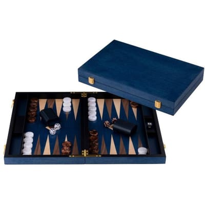 Backgammon 18" blauw, walnut & maple trangle - Longfield