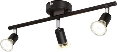 Glitzerlife Plafondspot, zwart, 3 lichtpunten, draaibaar, GU10, 330 graden draaibaar, metalen plafondlamp, moderne woonkamerlamp voor slaapkamer, keuken, hal, eetkamer