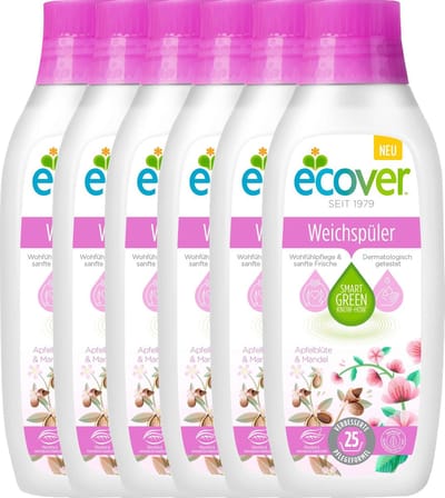 Ecover Appelbloesem & Amandel- Wasverzachter - 6 x 750 ml (150 Wasbeurten) - Voordeelverpakking