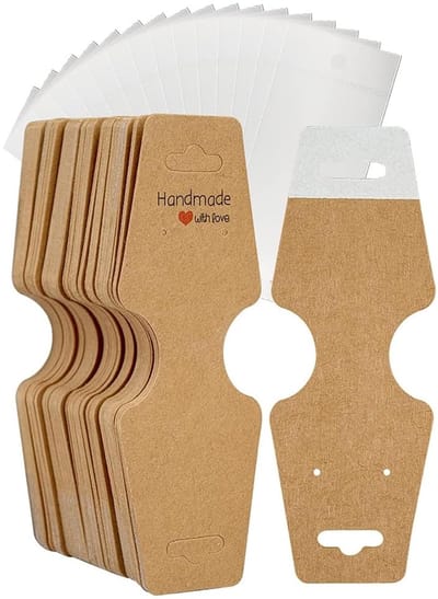 Dailygoods- Display Kaarten 100 Stuks - Sieraden Display Kaarten - Ziplock Zakken - Zelfklevende Verpakking - Gepersonaliseerde Opknoping - Organiseren van Sieraden - Sieradenkaarten