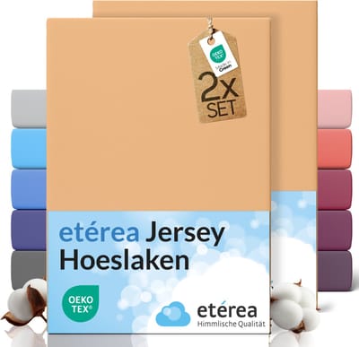 etérea Jersey hoeslaken 2-pack 100x200-120x200 cm (hoek 25 cm) 100% katoen - Zand