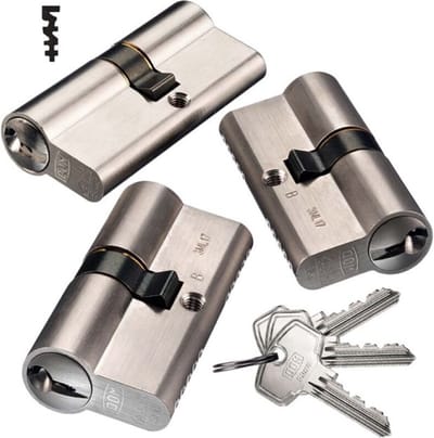 DOM Plura gelijksluitende combinatieset à 3 cilinders SKG2 2x30-30mm en 1x30-35mmm