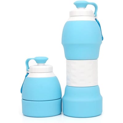 Opvouwbare Sport Waterfles Siliconen Opvouwbare Beker Draagbare Siliconen Waterfles Buiten Sport Waterfles. 580ml blauw