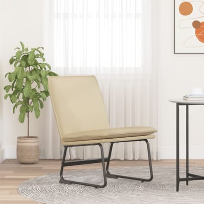 vidaXL - Loungestoel - 52x75x76 - cm - stof - crèmekleurig