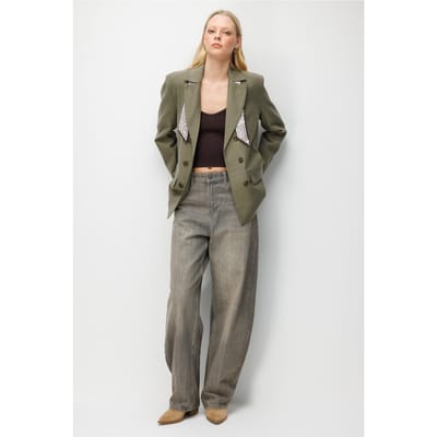 Linnen Blazer Jacket met Sjaal Detail