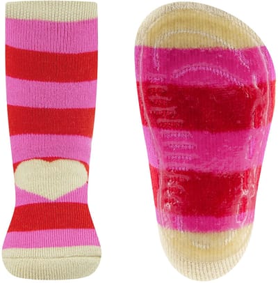 Ewers antislip sokken hartje beige roze