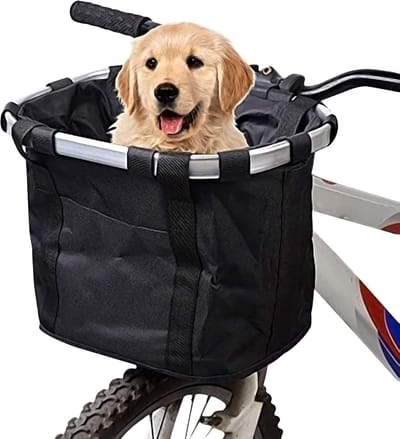 Fietsmand - Hondenfietsmanden - Stylvolle fietsmand - Fietsmand Hond Afneembaar - Geschikt Voor kleine hondjes MAX 5 KG - Hondenmand Fiets Voorop - Universeel - Waterdicht - snel afneembaar - grote inhoud - Zwart