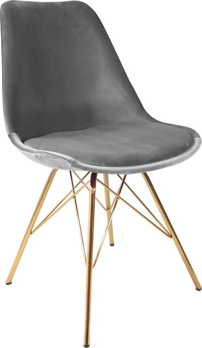 KICK® VELVET Kuipstoel Grijs – Eetkamerstoel – Velvet – Goud Frame
