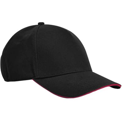 Beechfield EarthAware Klassieke Organic Cotton 5 Panel Baseball Cap (Zwart/Klassiek Rood)