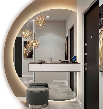 Verlichte Halfronde Badkamerspiegel 119.5cm - Anti-condens, Dimbare LED met 3 Kleuren voor Wandmontage