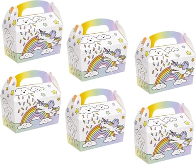 Eenhoorn Traktatiedoosje | Uitdelen | Unicorn Box 12,5 x 12 x 6 CM  | 6 stuks