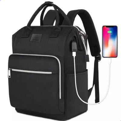 AG Rugzak & laptoptas - Zwart- rugtas - Geschikt tot 15.6 inch laptop - 25L - laptopvak - laptoptassen Anti Diefstal waterafstotend - voor dames, heren, jongens en meisjes - Inclusief Usb Oplaadstation - Zwart
