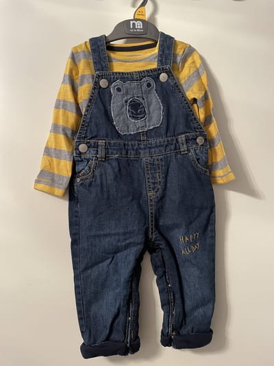 Mothercare longsleeve & tuinbroek jongens set - Tweedelige babykleding set happy all day