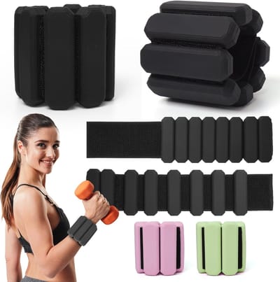 Thijox - Verstelbare Polsgewichten 2 Stuks (0,9 kg) - Duurzame Gewichtsmanchetten voor Yoga, Dans, Pilates, Cardio, Aerobic, Wandelen - Zwart