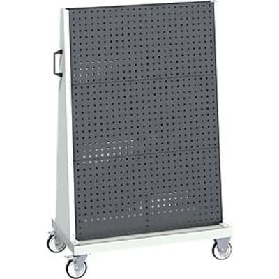 Verrijdbaar Perfo Rack Plus systeem met geperforeerde panelen, 6 geperforeerde panelen, bodemplaat, duwbeugel, B 1000 x D 650 x H 1600 mm, staal, lichtgrijs RAL 7035/antracietgrijs RAL 7016
