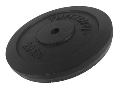 Tunturi Halterschijf - Halter gewicht - 1 x 20 kg - Ø 30 mm - Gietijzer - Incl. gratis fitness app