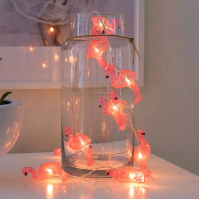 Konstsmide Season LED lichtketting Flamingos, op batterijen