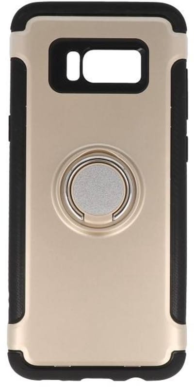 Pantser TPU Hoesje Ring Houder - Hoesje Geschikt voor Samsung Galaxy S8 Plus Goud