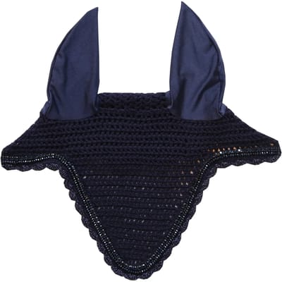 Kentucky Horsewear - Vliegenmuts lang stone & pearl donkerblauw